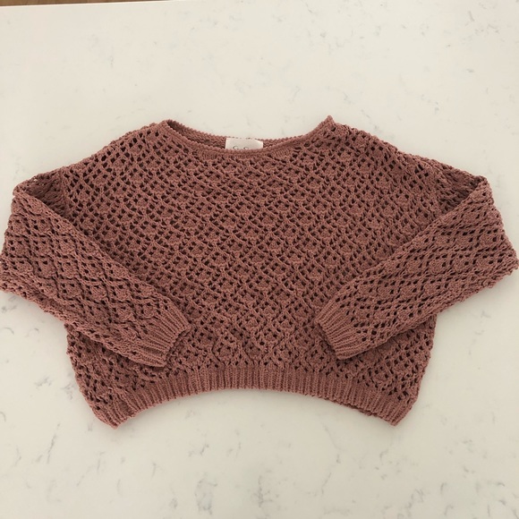 Jessica Simpson Boho Crochet Knit Sweater, Blush/Nutmeg, Woman’s X-Small - Picture 4 of 12